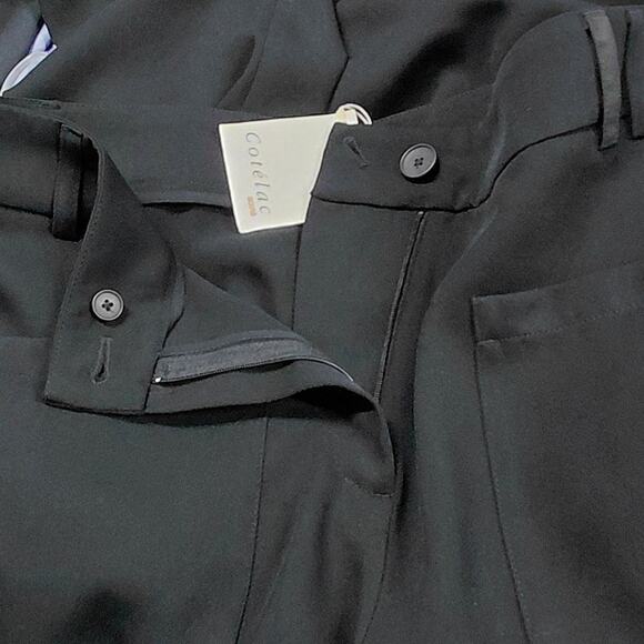 $245 NWT Cotélac Women’s Black Wide Leg Cropped Pants Size 3 US Large Minimalist - Picture 7 of 15